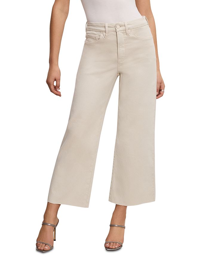 Укороченные джинсы-палаццо с высокой посадкой и хорошей талией цвета «Bone» Good American, белый 
Укороченные джинсы-палаццо с высокой посадкой и хорошей талией цвета «Bone» Good American, белый