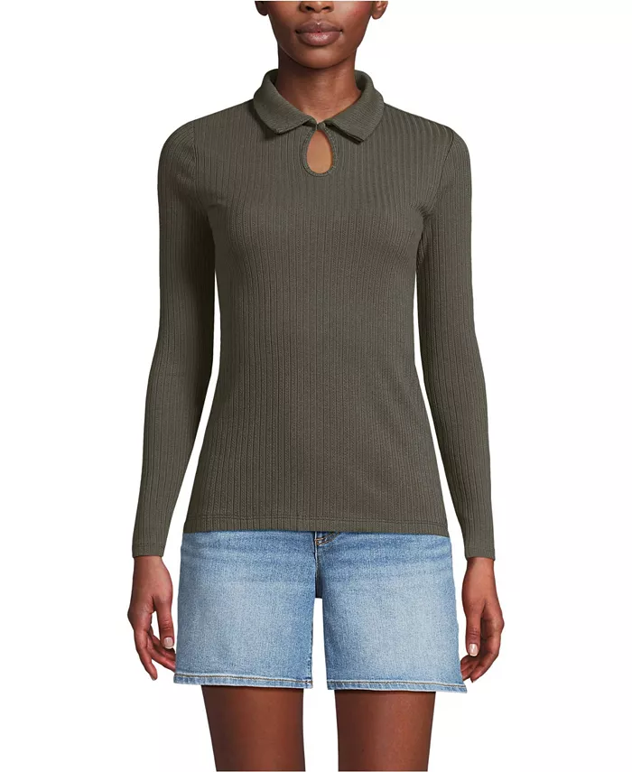 Женская поло с длинным рукавом и ажурной резинкой у горловины Lands' End, зеленый
Женская поло с длинным рукавом и ажурной резинкой у горловины Lands' End, зеленый