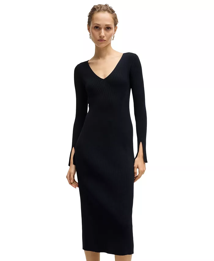 Женское платье из ребристой вязки с V-образным вырезом Hugo Boss, синий
Женское платье из ребристой вязки с V-образным вырезом Hugo Boss, синий