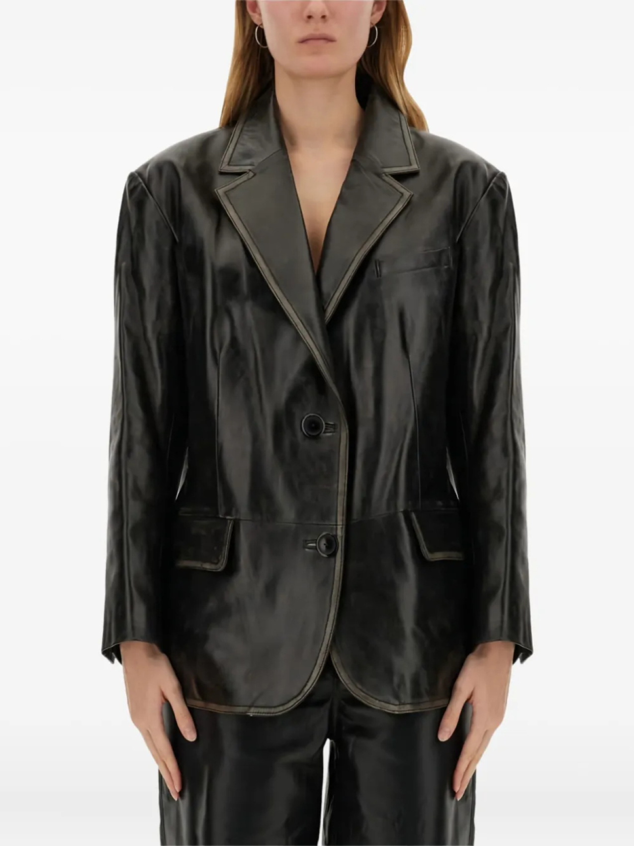 Однобортный кожаный пиджак STAND STUDIO, черный
Однобортный кожаный пиджак STAND STUDIO, черный