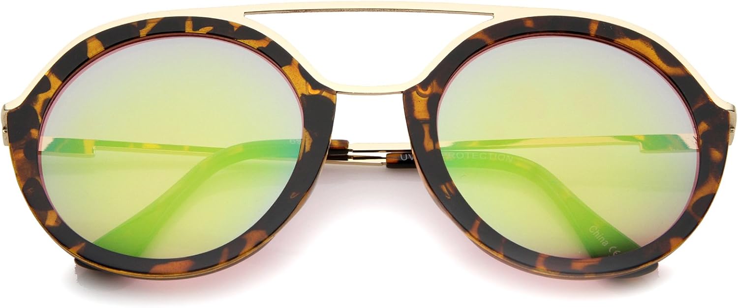 Солнцезащитные очки zeroUV в современном стиле с металлическим двойным носовым мостиком, цветными зеркальными линзами и круглыми линзами, диаметр линз 52 мм, Tortoise-gold / Green-pink Mirror
Солнцезащитные очки zeroUV в современном стиле с металлическим двойным носовым мостиком, цветными зеркальными линзами и круглыми линзами, диаметр линз 52 мм, Tortoise-gold / Green-pink Mirror