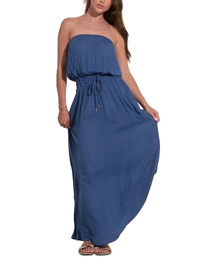 Бесплечее плиссированное макси-платье Elan, синий 
Бесплечее плиссированное макси-платье Elan, синий