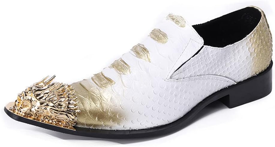 Мужские туфли-лоферы Santimon из натуральной кожи, без шнурков, с металлическим драконьим мысом, эстетичные, для формальных мероприятий и банкетов, белый
Мужские туфли-лоферы Santimon из натуральной кожи, без шнурков, с металлическим драконьим мысом, эстетичные, для формальных мероприятий и банкетов, белый