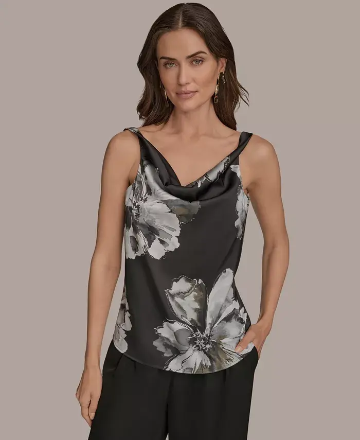 Женская атласная майка с принтом и воротником-хомут Donna Karan New York, черный
Женская атласная майка с принтом и воротником-хомут Donna Karan New York, черный