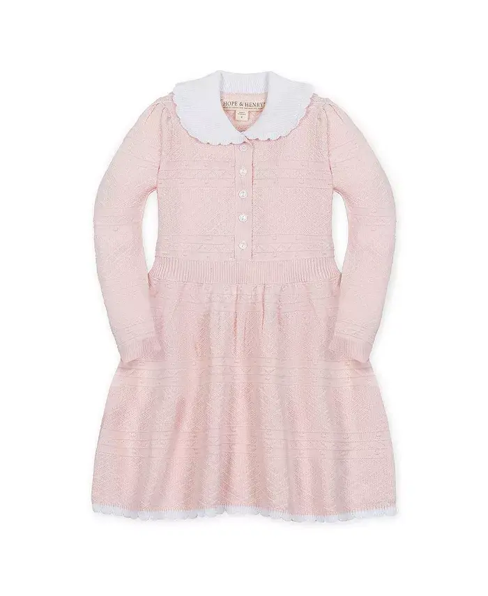 Платье-свитер из органического материала с воротником «Питер Пэн» и пуговицами спереди для маленьких и больших девочек Hope & Henry, розовый
Платье-свитер из органического материала с воротником «Питер Пэн» и пуговицами спереди для маленьких и больших девочек Hope & Henry, розовый