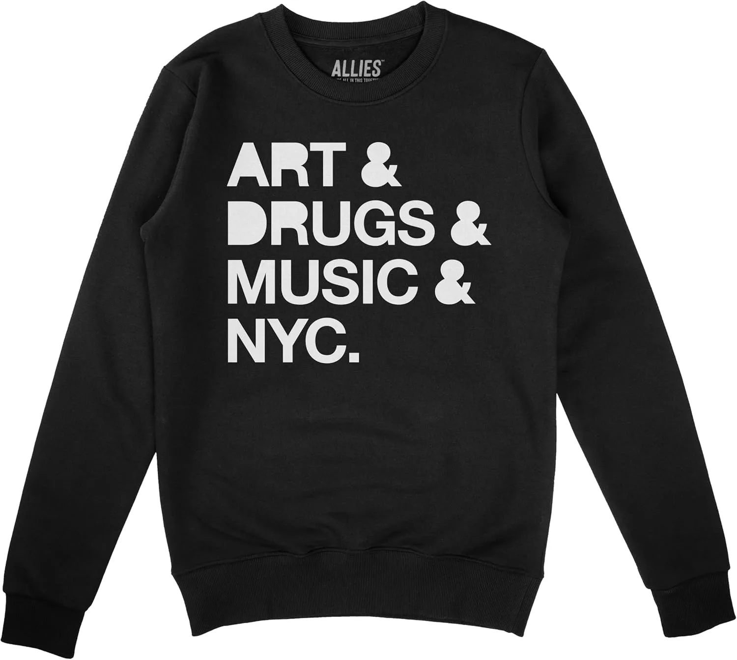 Толстовка Allies New York Art Drugs Music | Классический свитшот с принтом о культуре Нью-Йорка | Мужская и унисекс
Толстовка Allies New York Art Drugs Music | Классический свитшот с принтом о культуре Нью-Йорка | Мужская и унисекс