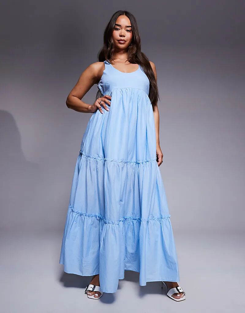 Многоярусное платье макси River Island синего цвета 
Многоярусное платье макси River Island синего цвета