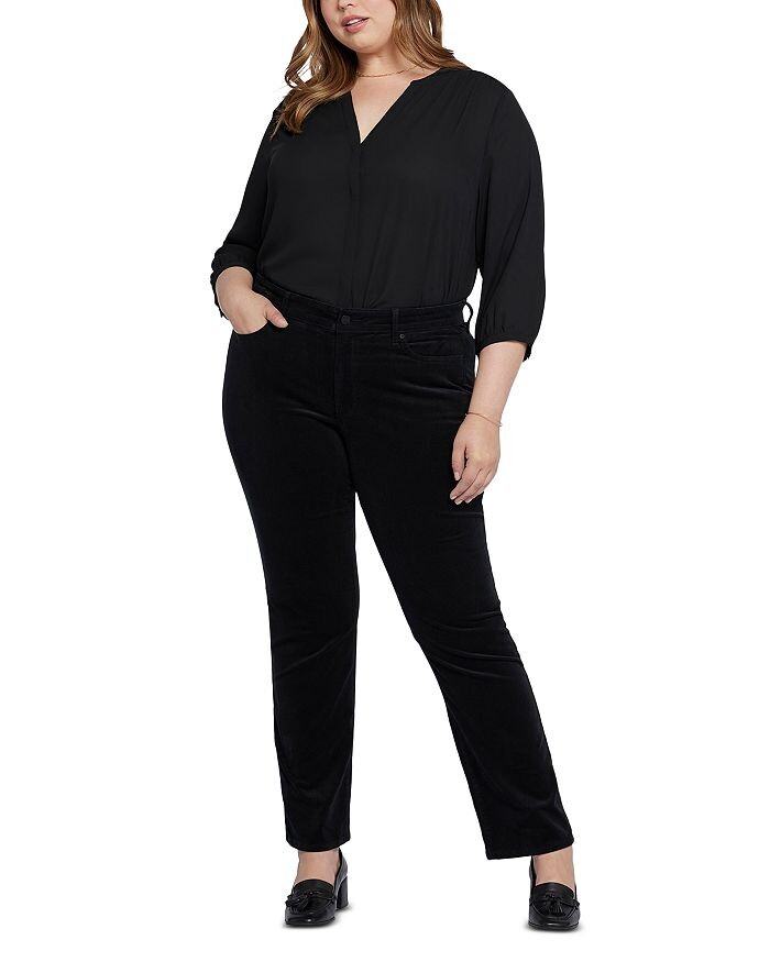 Прямые вельветовые брюки NYDJ Plus Marilyn, черный 
Прямые вельветовые брюки NYDJ Plus Marilyn, черный