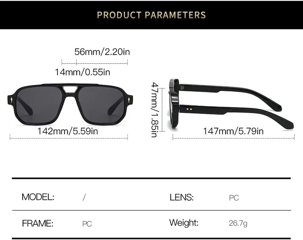 Ретро солнцезащитные очки с двойной перемычкой для женщин и мужчин, модный дизайн, заклепки, солнцезащитные очки с защитой от УФ-излучения UV400 HYYZZC, Grey Grey
Ретро солнцезащитные очки с двойной перемычкой для женщин и мужчин, модный дизайн, заклепки, солнцезащитные очки с защитой от УФ-излучения UV400 HYYZZC, Grey Grey