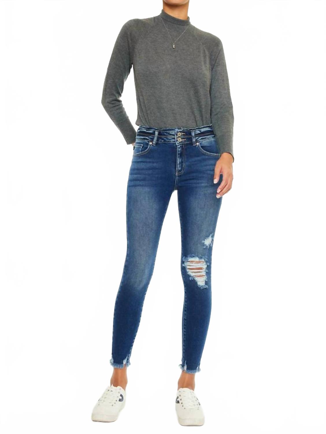 Узкие джинсы с высокой талией и двумя пуговицами синего цвета Kancan, синий
Узкие джинсы с высокой талией и двумя пуговицами синего цвета Kancan, синий