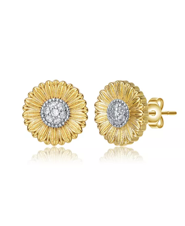 Стильные серьги-гвоздики с цветочным узором, покрытые 14-каратным золотом и кубическим цирконием Rachel Glauber, two-tone
Стильные серьги-гвоздики с цветочным узором, покрытые 14-каратным золотом и кубическим цирконием Rachel Glauber, two-tone