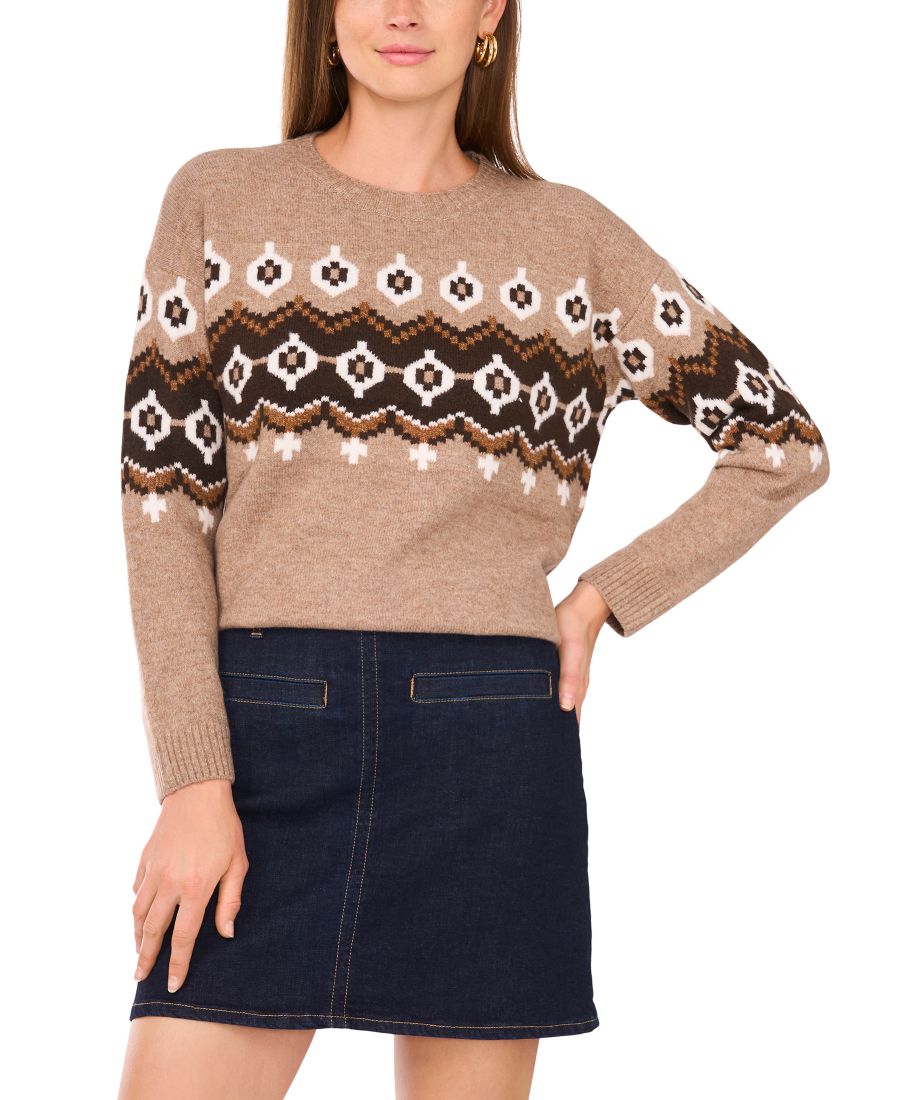 Женский свитер с круглым вырезом и длинными рукавами в стиле Fair Isle Vince Camuto, Taupe
Женский свитер с круглым вырезом и длинными рукавами в стиле Fair Isle Vince Camuto, Taupe