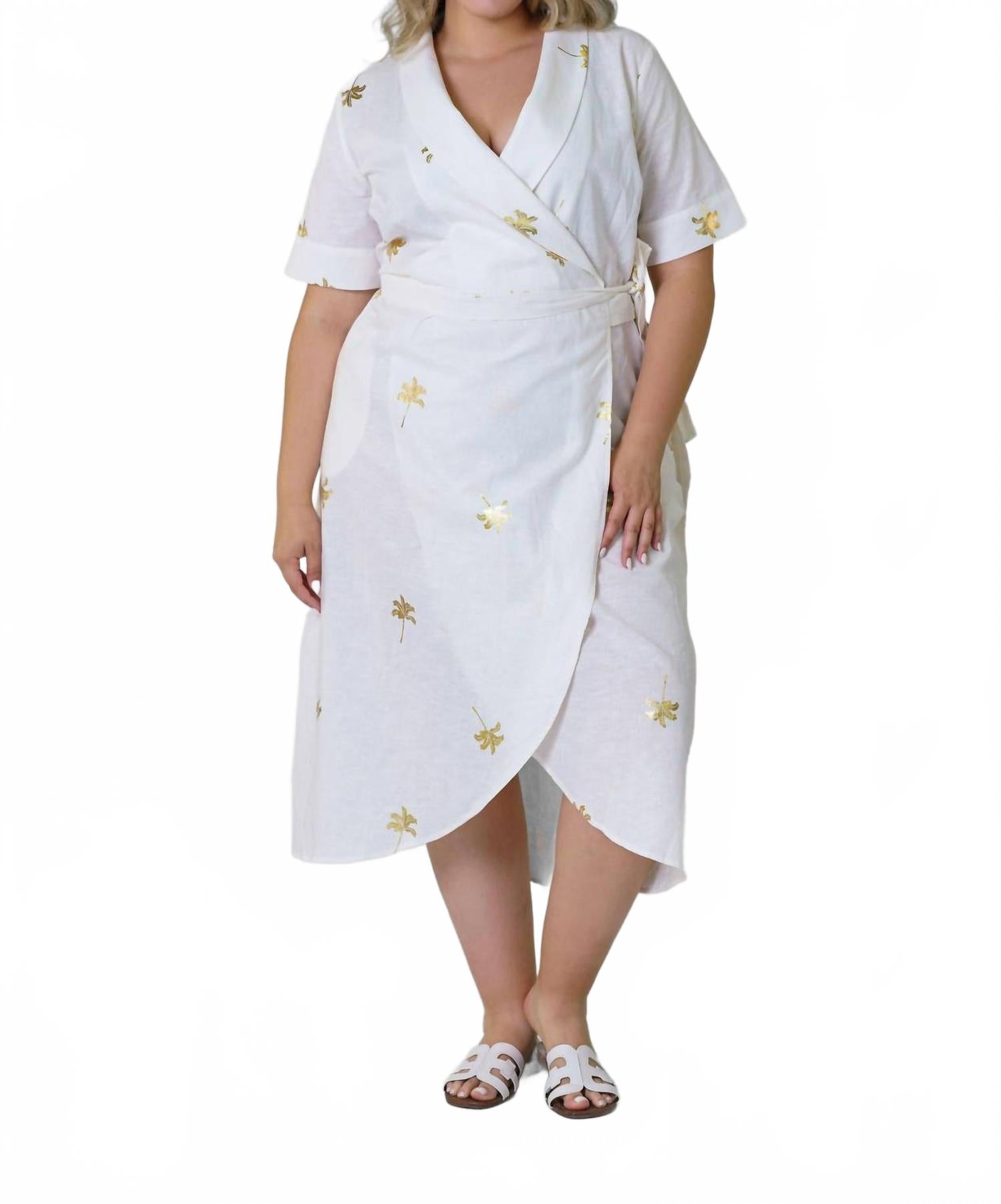 Хлопковое льняное платье миди Бруклин плюс в белом цвете с золотыми пальмами Never fully dressed
Хлопковое льняное платье миди Бруклин плюс в белом цвете с золотыми пальмами Never fully dressed