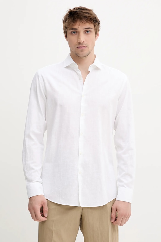 Рубашка с добавлением льна Hugo, белый 
Рубашка с добавлением льна Hugo, белый