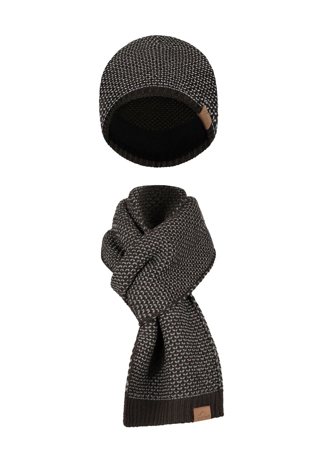 Зимняя шапка и шарф из мериносовой шерсти normani, цвет Braun Grau 
Зимняя шапка и шарф из мериносовой шерсти normani, цвет Braun Grau