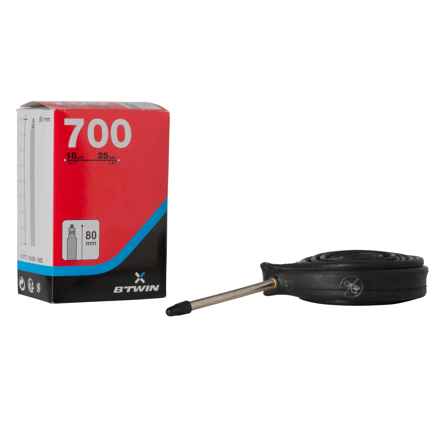 700x18/25 Внутренняя трубка клапана Presta 80 мм Btwin 
700x18/25 Внутренняя трубка клапана Presta 80 мм Btwin