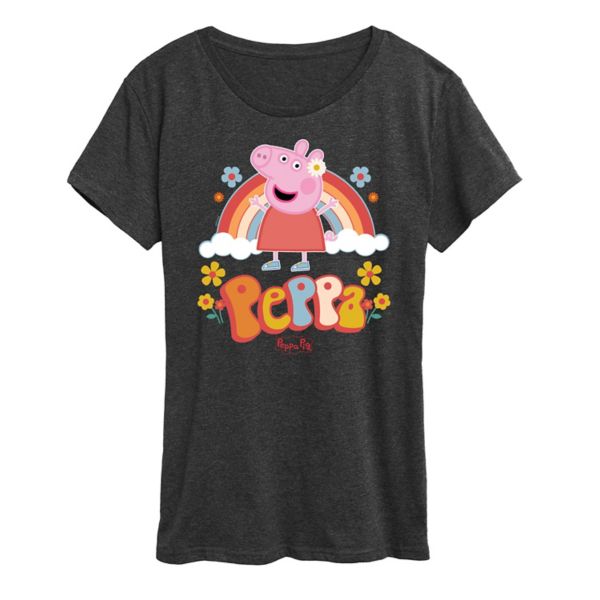 Женская футболка с рисунком радуги «Свинка Пеппа» Licensed Character, серый 
Женская футболка с рисунком радуги «Свинка Пеппа» Licensed Character, серый