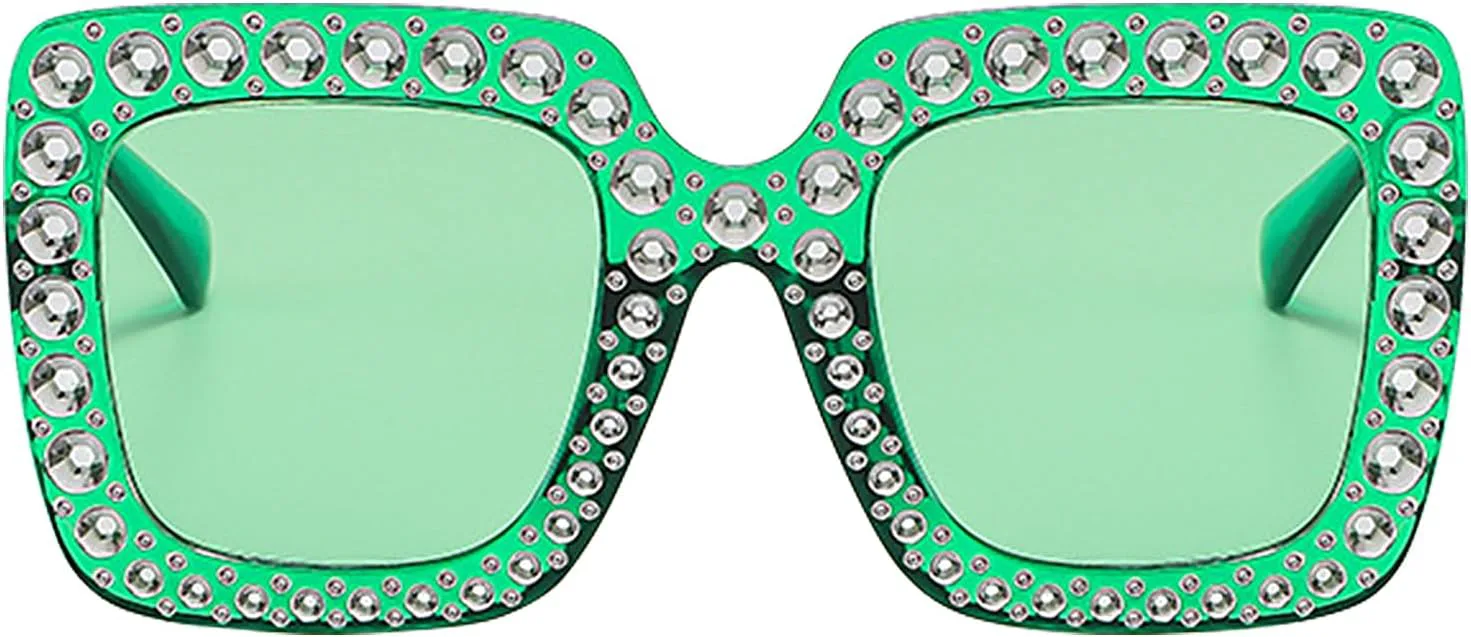 Солнцезащитные очки со стразами - Большие квадратные блестящие очки для женщин | Модная оправа с блестками и защитой от УФ-излучения для лета Generic, Green
Солнцезащитные очки со стразами - Большие квадратные блестящие очки для женщин | Модная оправа с блестками и защитой от УФ-излучения для лета Generic, Green