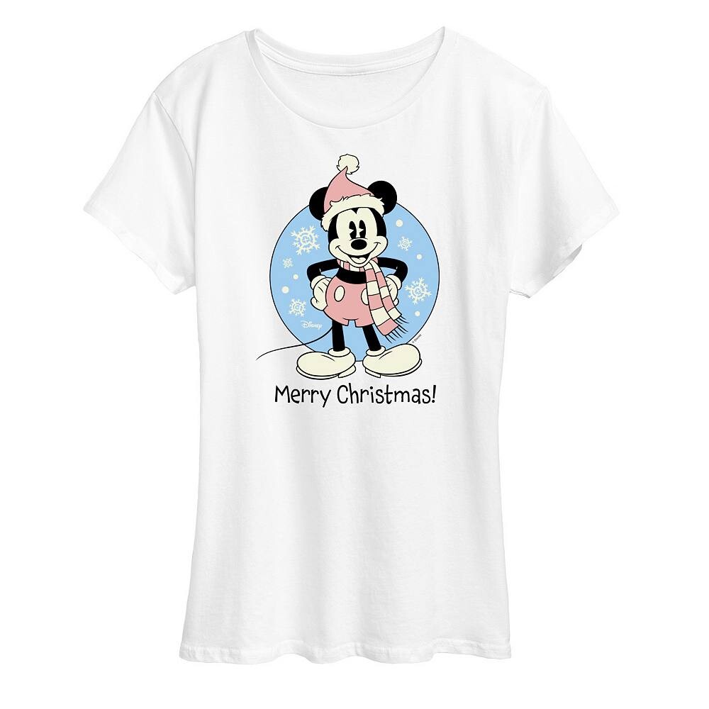 Женская футболка с рисунком Микки Мауса Disney's "Merry Christmas", белый 
Женская футболка с рисунком Микки Мауса Disney's "Merry Christmas", белый