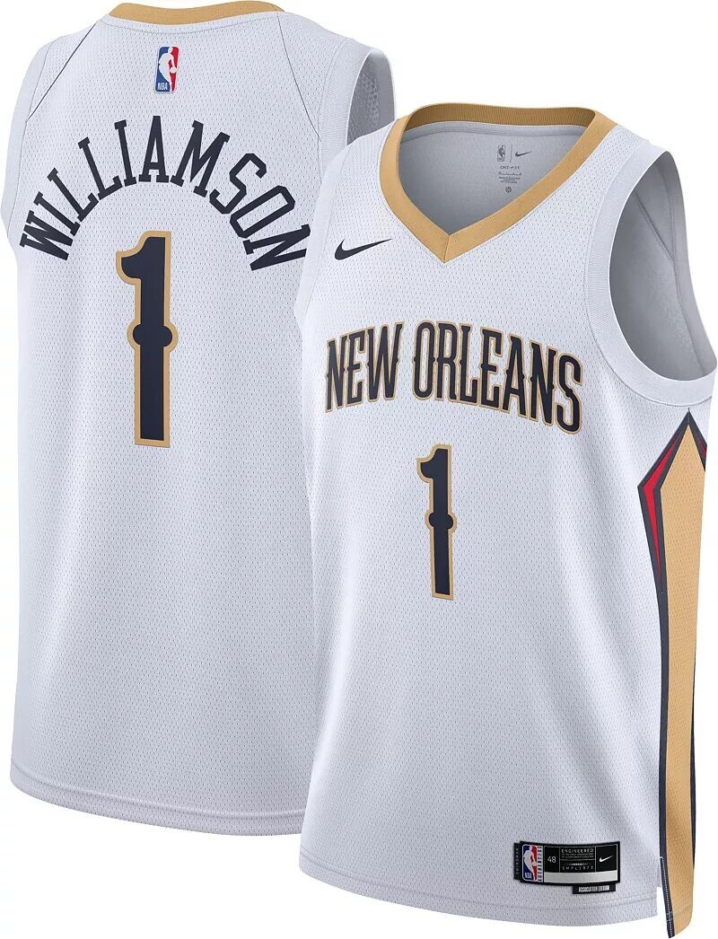 Мужская белая майка Nike New Orleans Pelicans Zion Williamson #1 Dri-FIT Swingman
Мужская белая майка Nike New Orleans Pelicans Zion Williamson #1 Dri-FIT Swingman