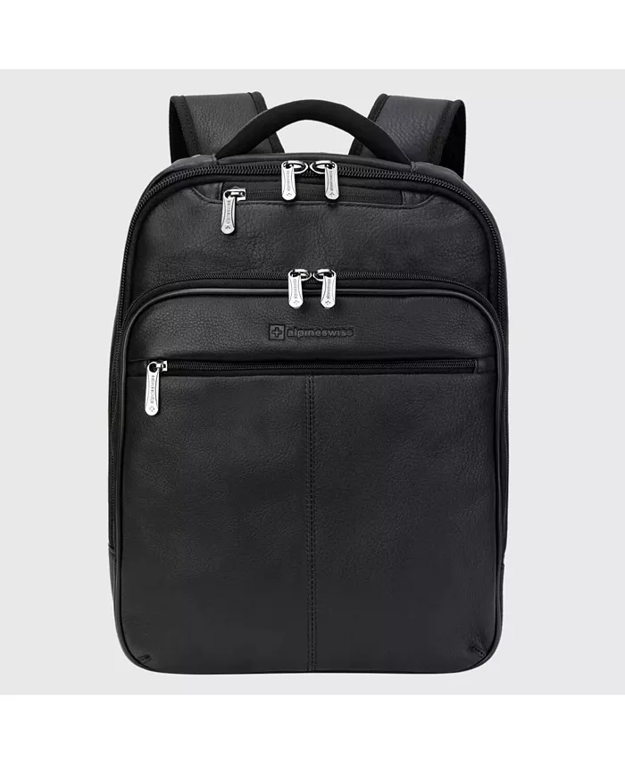 13-дюймовый дорожный рюкзак для ноутбука из натуральной кожи, тонкий ручная кладь дневной рюкзак Alpine Swiss, черный 
13-дюймовый дорожный рюкзак для ноутбука из натуральной кожи, тонкий ручная кладь дневной рюкзак Alpine Swiss, черный