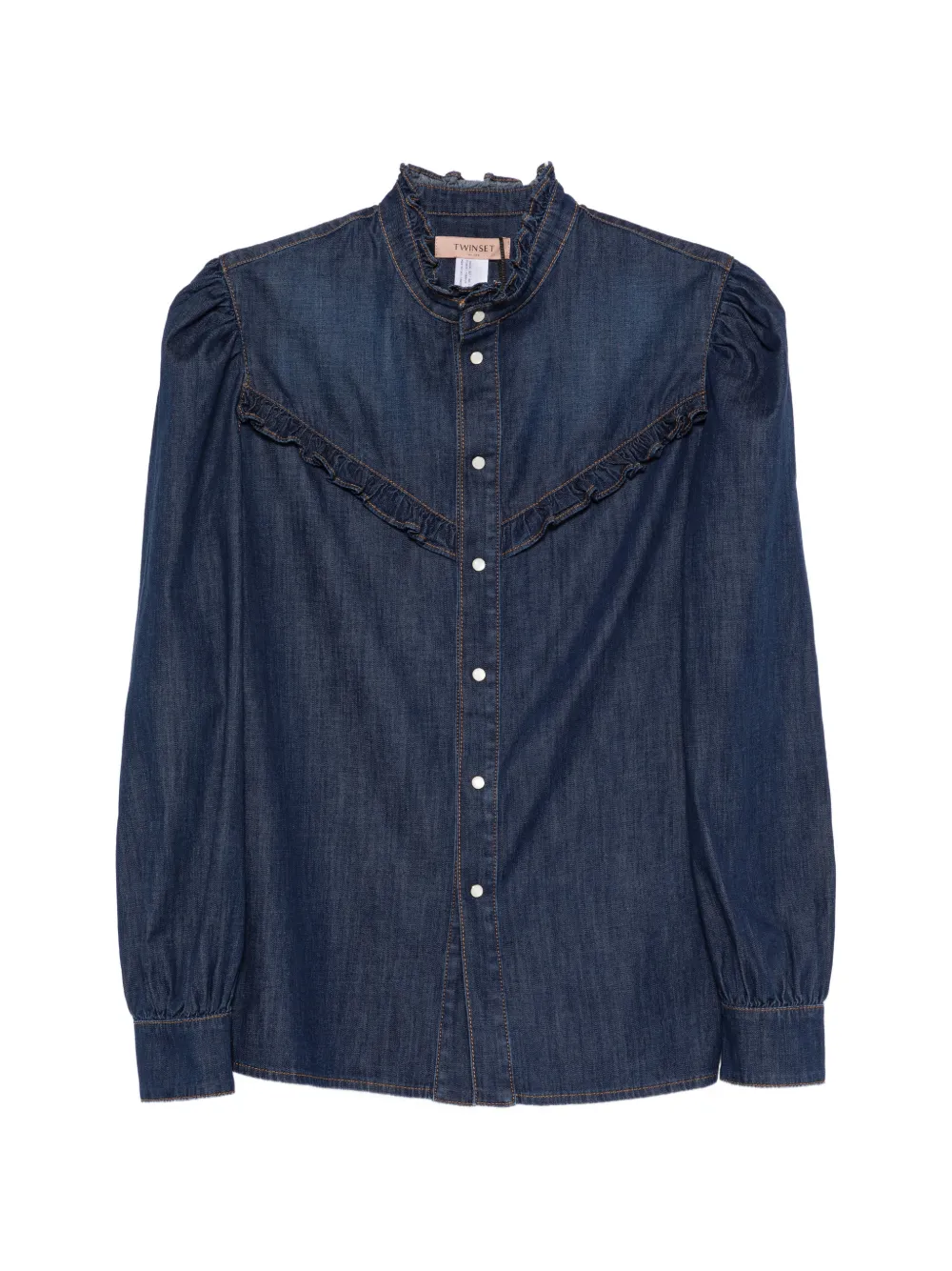 Рубашка с рюшами и длинными рукавами Twinset, синий
Рубашка с рюшами и длинными рукавами Twinset, синий