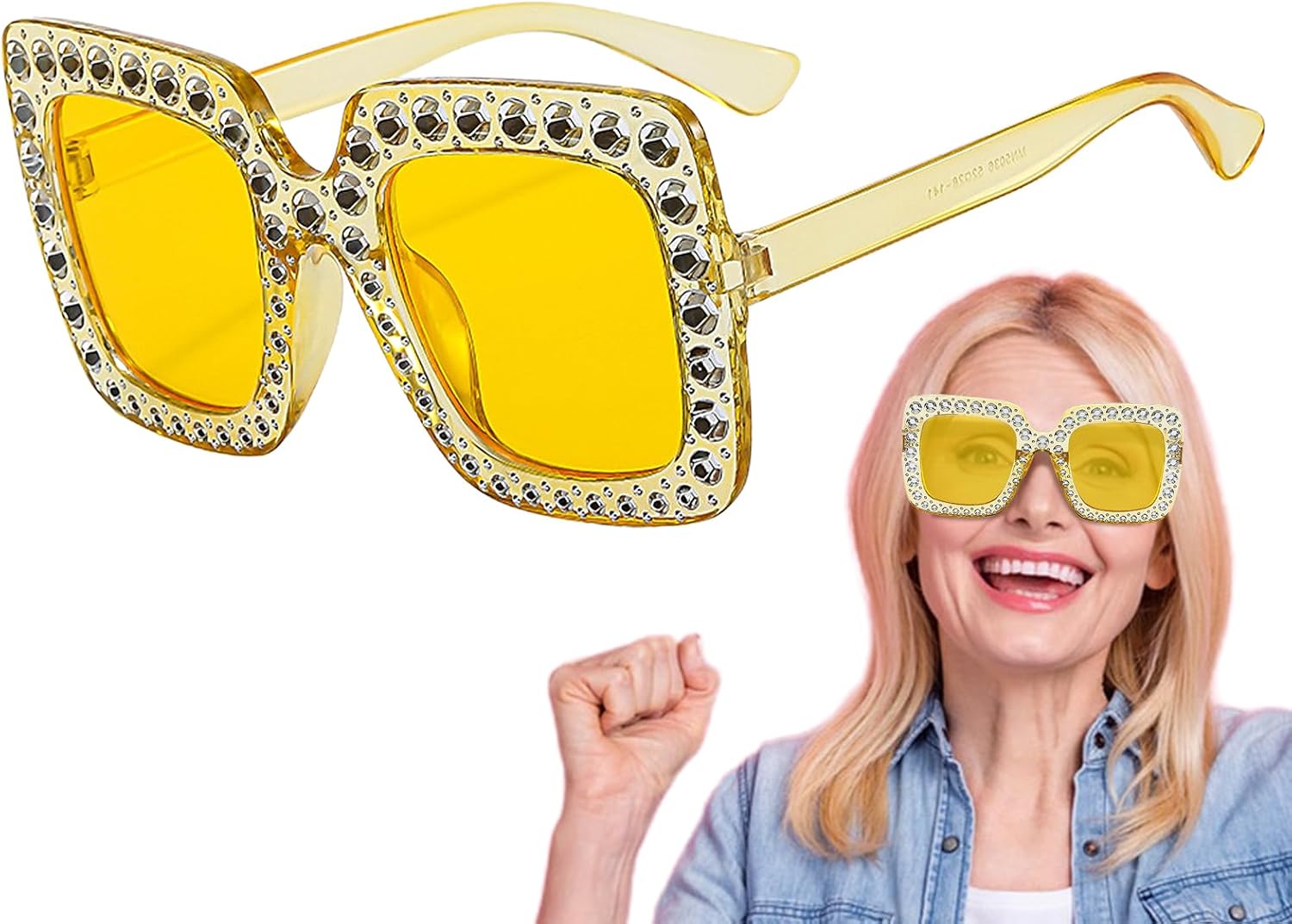 Солнцезащитные очки со стразами - Декоративные квадратные очки | Большие солнцезащитные очки для женщин, модные солнцезащитные очки, крупная квадратная оправа Generic, Yellow
Солнцезащитные очки со стразами - Декоративные квадратные очки | Большие солнцезащитные очки для женщин, модные солнцезащитные очки, крупная квадратная оправа Generic, Yellow