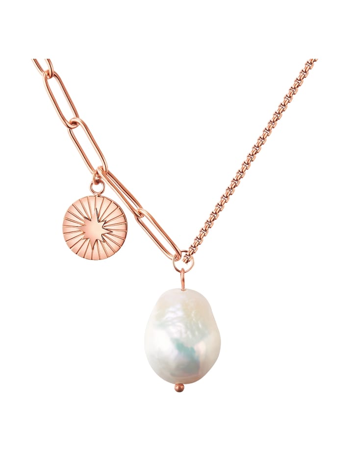 Valero Pearls Колье из нержавеющей стали с культивированным пресноводным жемчугом в оправе из розового золота
Valero Pearls Колье из нержавеющей стали с культивированным пресноводным жемчугом в оправе из розового золота