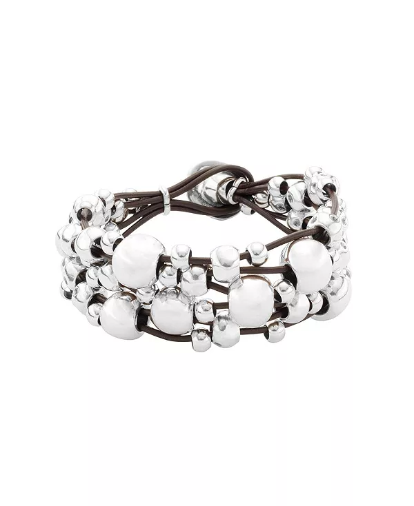 Широкий кожаный браслет из стерлингового серебра с металлическим покрытием Unode50, silver
Широкий кожаный браслет из стерлингового серебра с металлическим покрытием Unode50, silver