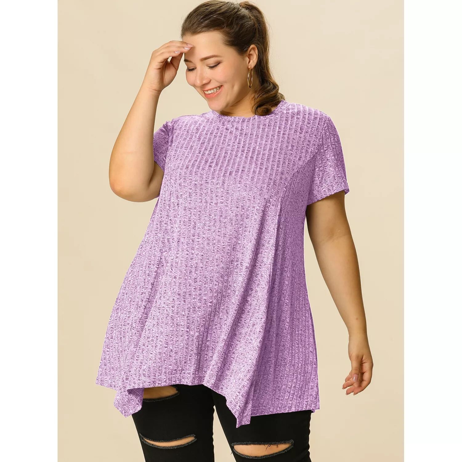 Женский однотонный асимметричный топ больших размеров с короткими рукавами и круглым вырезом Agnes Orinda, серый
Женский однотонный асимметричный топ больших размеров с короткими рукавами и круглым вырезом Agnes Orinda, серый