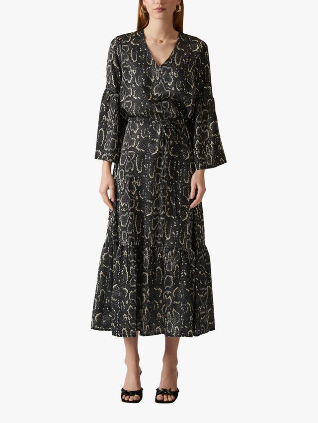 Платье с поясом и змеиным принтом James Lakeland, цвет Black/Beige 
Платье с поясом и змеиным принтом James Lakeland, цвет Black/Beige