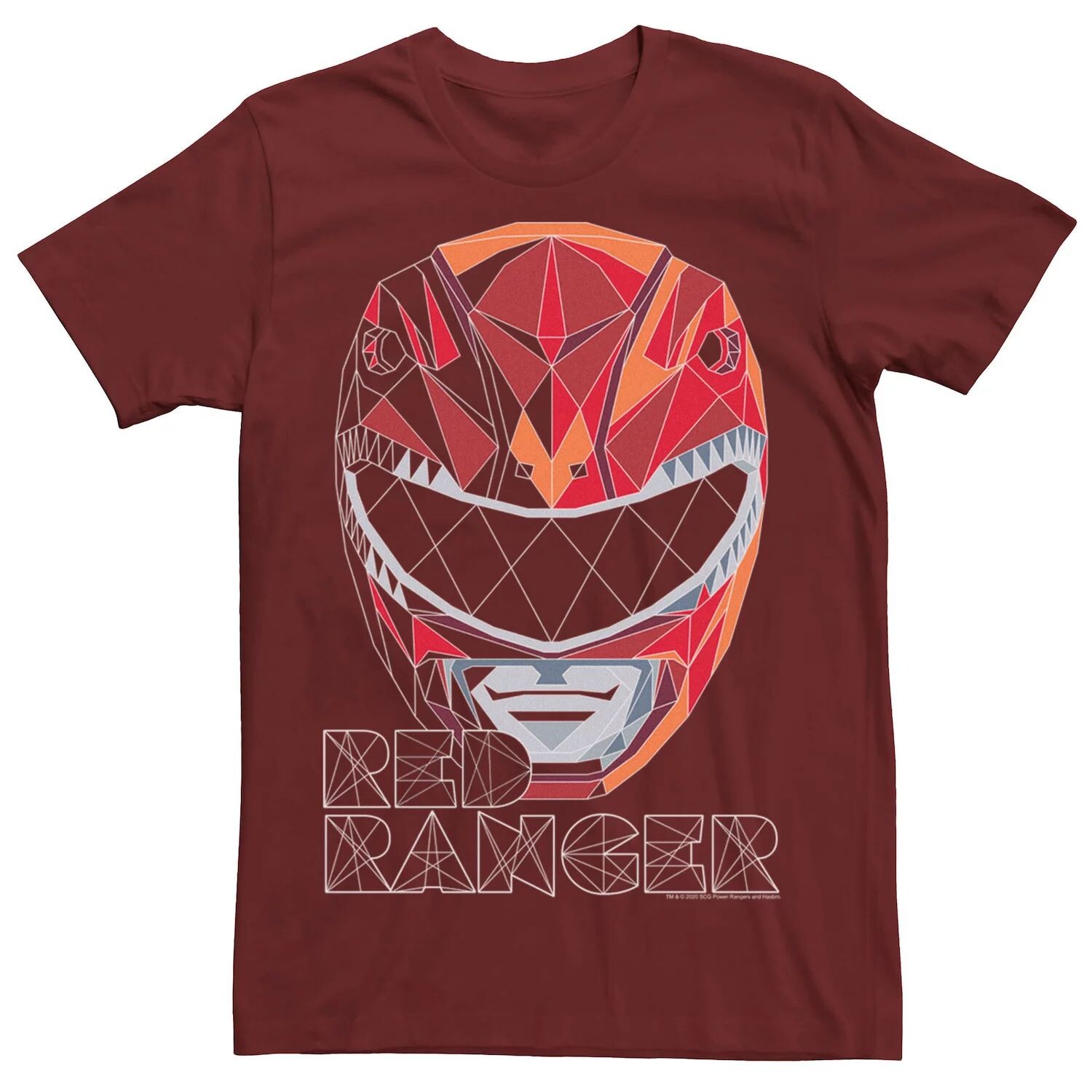 Мужская футболка Power Rangers Red Ranger Polygon с большим лицом Licensed Character 
Мужская футболка Power Rangers Red Ranger Polygon с большим лицом Licensed Character