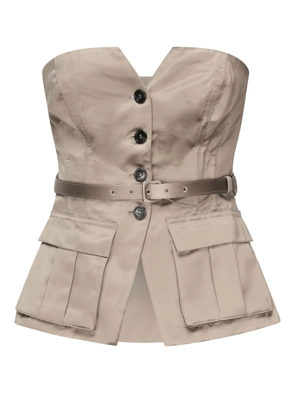 Топ с поясом и застежкой на пуговицы Self-Portrait, коричневый
Топ с поясом и застежкой на пуговицы Self-Portrait, коричневый