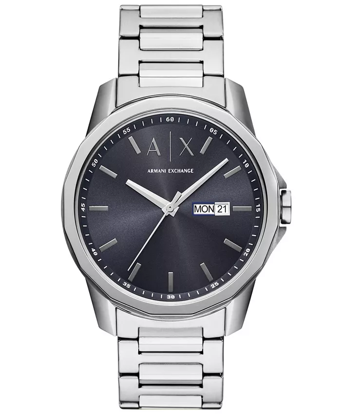 Мужские кварцевые часы с тремя стрелками, день-дата, серебристый корпус из нержавеющей стали, 44 мм A|X Armani Exchange
Мужские кварцевые часы с тремя стрелками, день-дата, серебристый корпус из нержавеющей стали, 44 мм A|X Armani Exchange