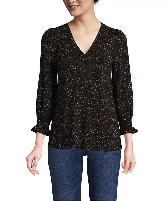 Женская блузка с длиной рукава 3/4 на пуговицах из легкого джерси Lands' End, черный
Женская блузка с длиной рукава 3/4 на пуговицах из легкого джерси Lands' End, черный