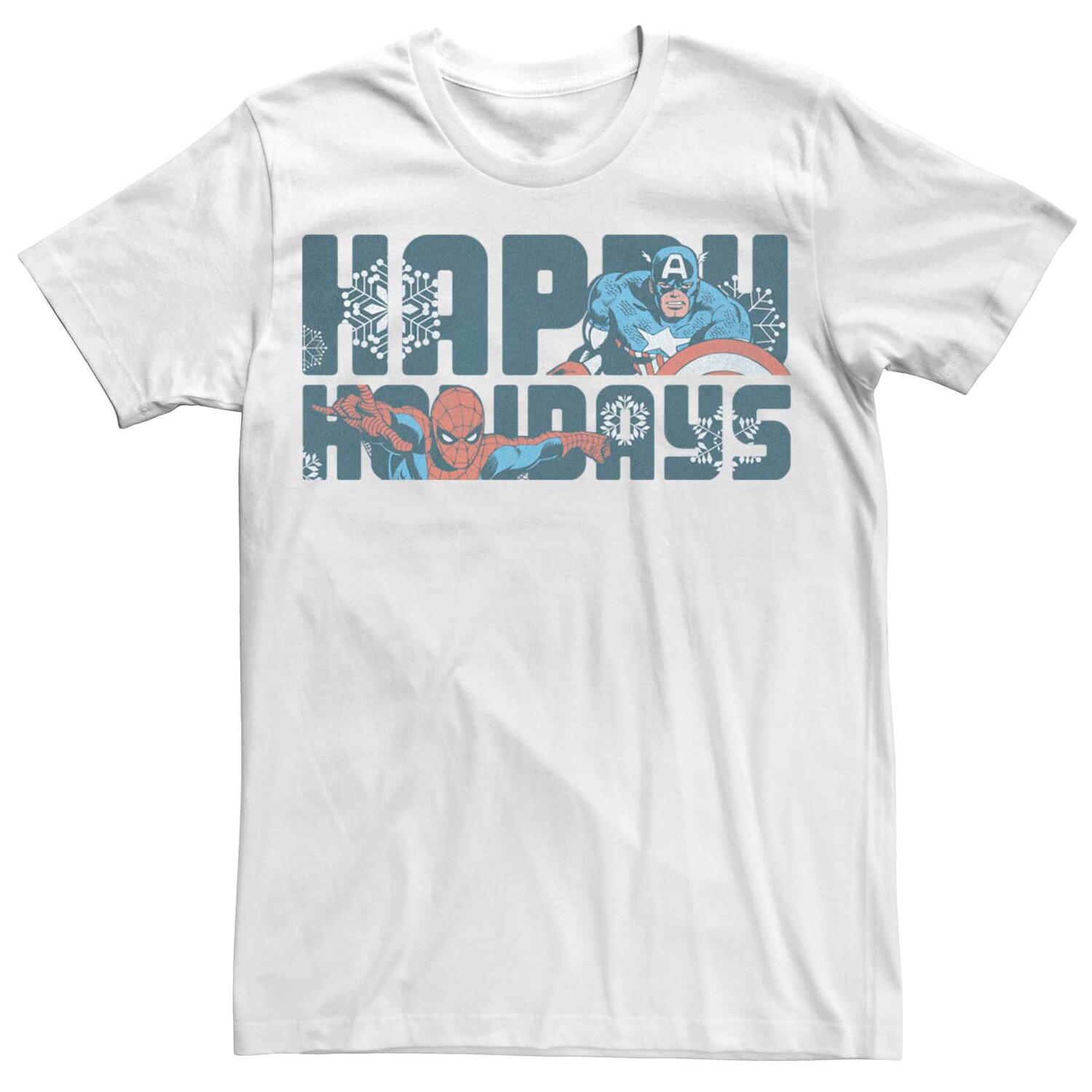 Мужская футболка Marvel Happy Holidays с изображением Капитана Америки и Человека-Паука Licensed Character
Мужская футболка Marvel Happy Holidays с изображением Капитана Америки и Человека-Паука Licensed Character