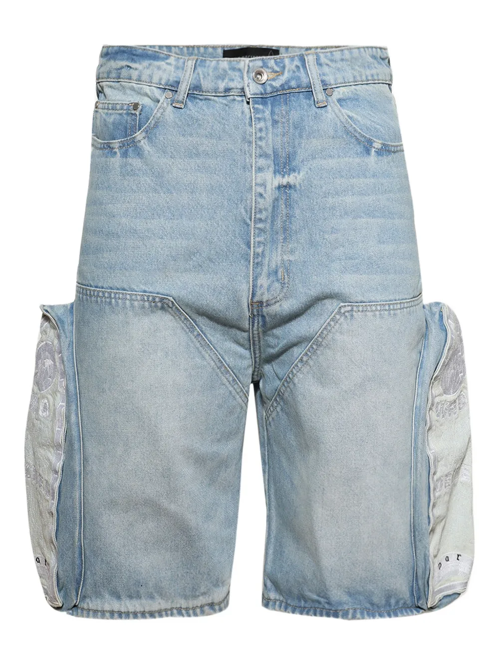 Джинсовые шорты в технике пэчворк Who Decides War, синий 
Джинсовые шорты в технике пэчворк Who Decides War, синий