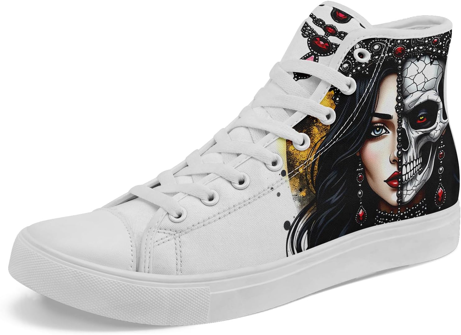 Высокие кеды с черепом и розами на холсте для мужчин и женщин - легкая, стильная повседневная обувь для концертов и улицы Awsole, белый/черный
Высокие кеды с черепом и розами на холсте для мужчин и женщин - легкая, стильная повседневная обувь для концертов и улицы Awsole, белый/черный