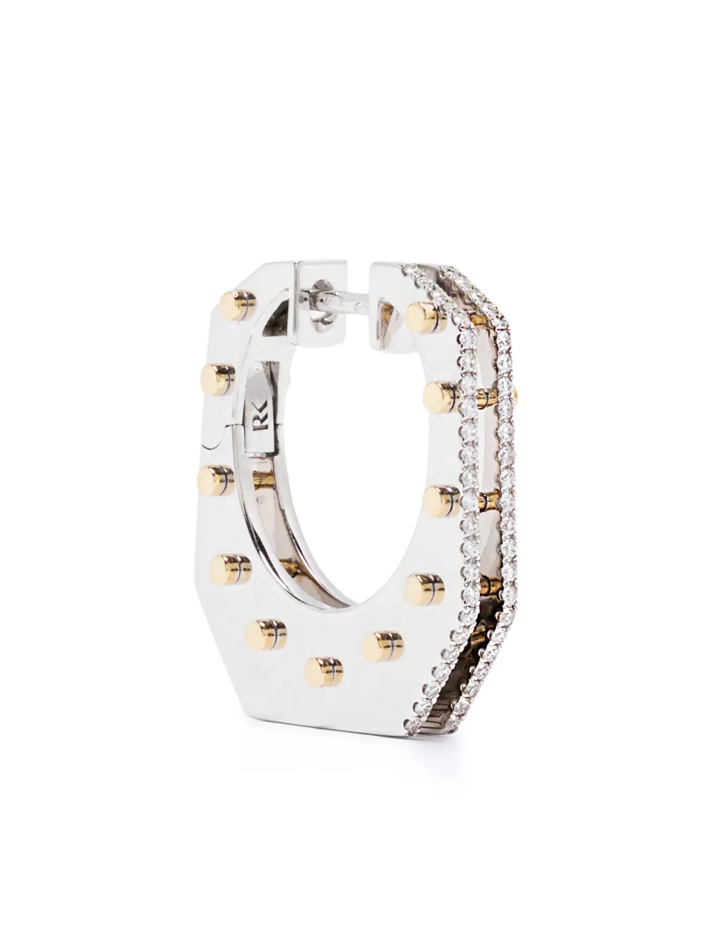 Серьги-кольца Cyborg из белого и желтого золота с бриллиантами Rainbow K, серебяный 
Серьги-кольца Cyborg из белого и желтого золота с бриллиантами Rainbow K, серебяный