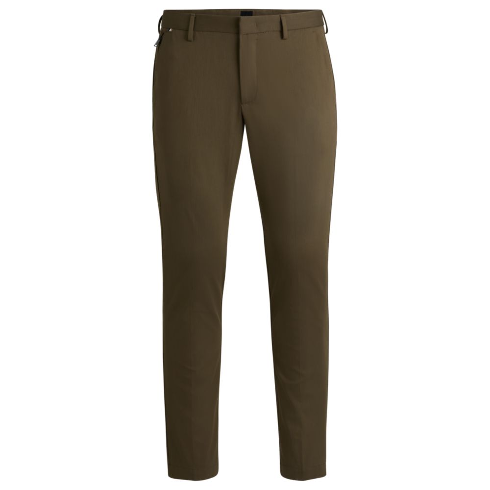 Узкие брюки из эластичного хлопка BOSS, хаки 
Узкие брюки из эластичного хлопка BOSS, хаки