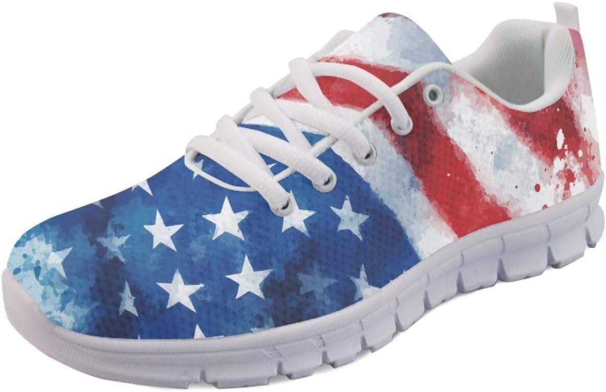 Винтажные кроссовки с американским флагом для мужчин и женщин кроссовки 4 июля Легкие беговые, теннисные и спортивные кроссовки Getelinseng, American Flag Print
Винтажные кроссовки с американским флагом для мужчин и женщин кроссовки 4 июля Легкие беговые, теннисные и спортивные кроссовки Getelinseng, American Flag Print