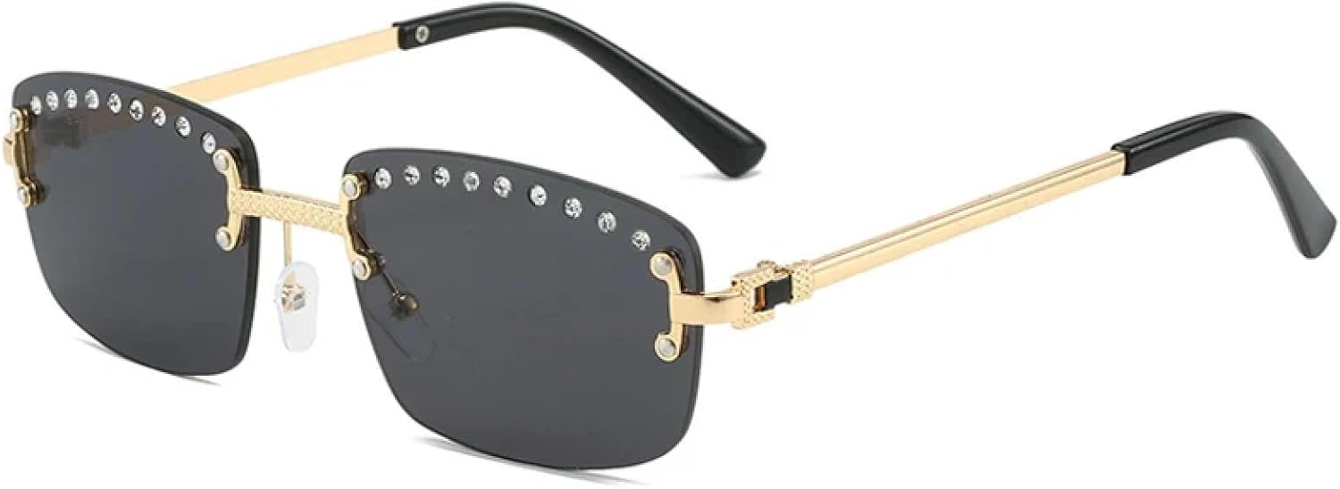 Модные солнцезащитные очки без оправы с имитацией бриллиантов для женщин и мужчин, в винтажном стиле, роскошные, для активного отдыха и путешествий, защита от УФ-излучения UV400 TKKTLLT, Gold Gray
Модные солнцезащитные очки без оправы с имитацией бриллиантов для женщин и мужчин, в винтажном стиле, роскошные, для активного отдыха и путешествий, защита от УФ-излучения UV400 TKKTLLT, Gold Gray