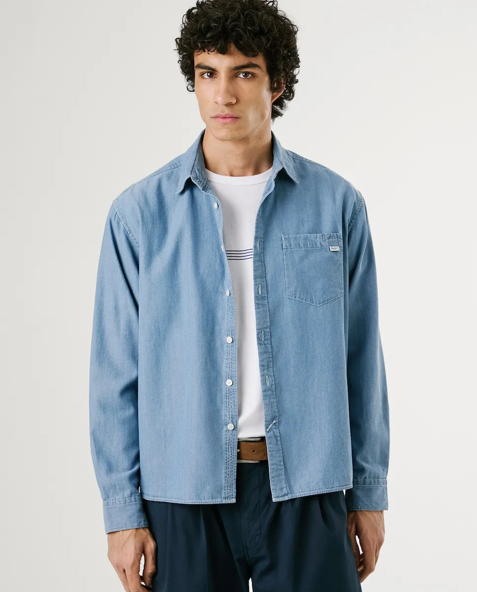 Мужская джинсовая рубашка приталенного силуэта с коротким рукавом Pepe Jeans, индиго
Мужская джинсовая рубашка приталенного силуэта с коротким рукавом Pepe Jeans, индиго