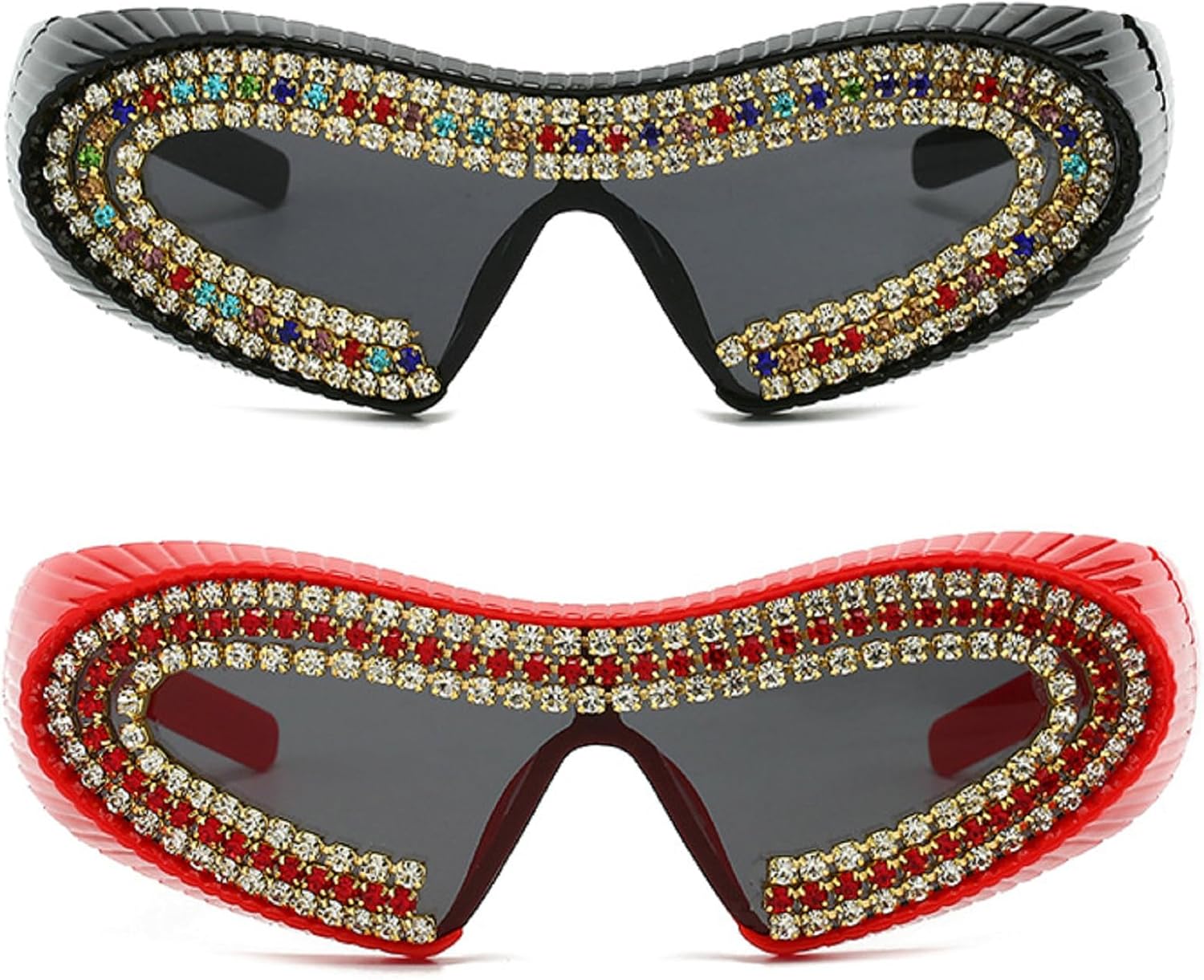 Большие цельные солнцезащитные очки со стразами для женщин, футуристические солнцезащитные очки в стиле «кошачий глаз» в духе Y2K, ретро-очки 2000-х mincl, 2pcs-black&red
Большие цельные солнцезащитные очки со стразами для женщин, футуристические солнцезащитные очки в стиле «кошачий глаз» в духе Y2K, ретро-очки 2000-х mincl, 2pcs-black&red