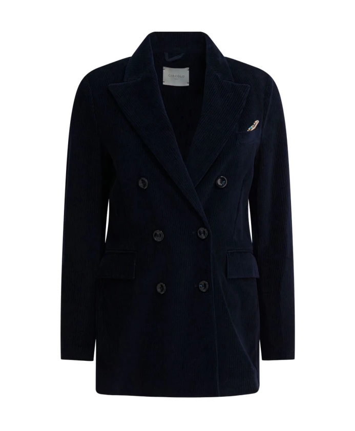 Синий хлопковый двубортный пиджак Circolo 1901, синий
Синий хлопковый двубортный пиджак Circolo 1901, синий