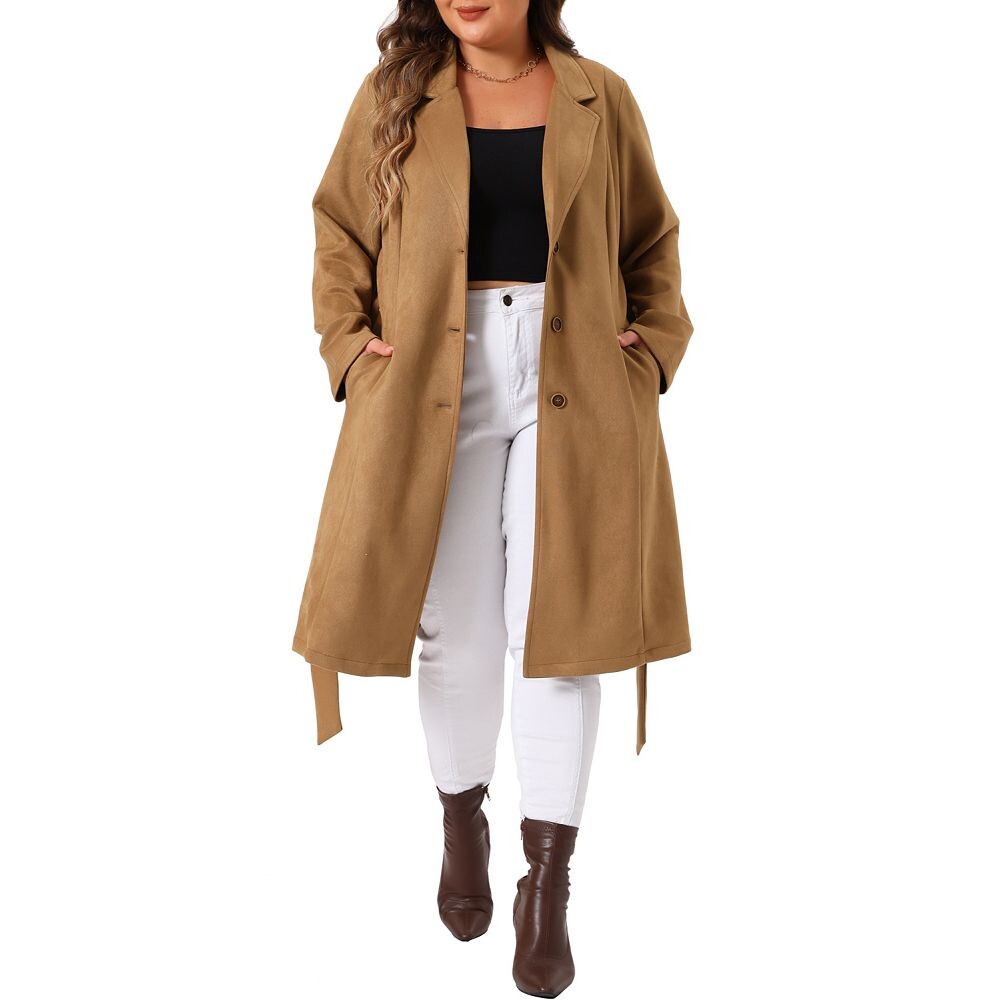 Куртка больших размеров для женщин из искусственной замши с длинными рукавами и карманами, длинные пальто, плащ, куртка Agnes Orinda, коричневый 
Куртка больших размеров для женщин из искусственной замши с длинными рукавами и карманами, длинные пальто, плащ, куртка Agnes Orinda, коричневый