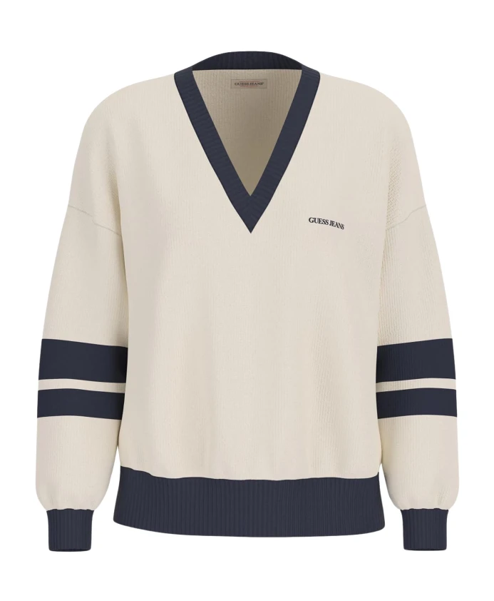 Белый шерстяной свитер с V-образным вырезом Guess, белый
Белый шерстяной свитер с V-образным вырезом Guess, белый