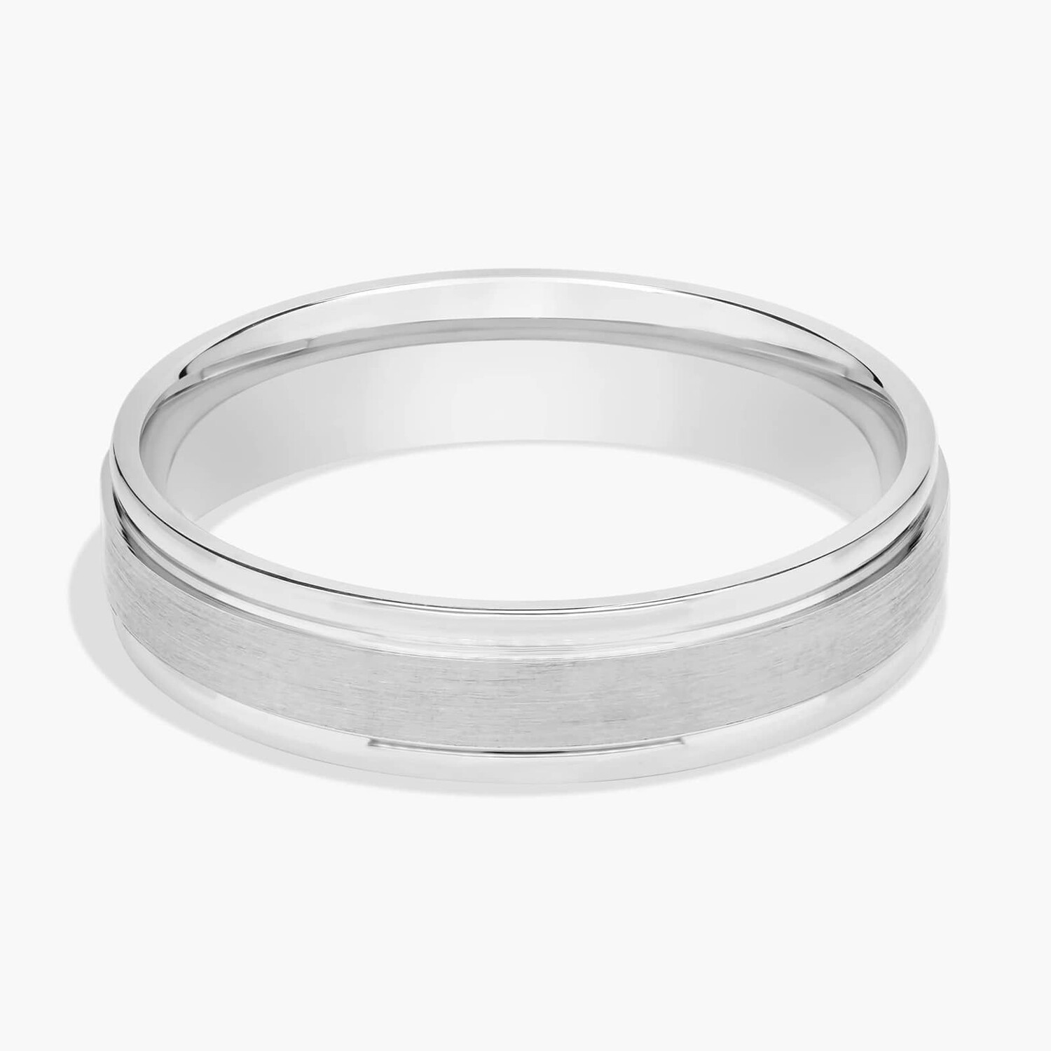 Обручальное кольцо с матовой инкрустацией из белого золота 14 карат (5 мм) Blue Nile