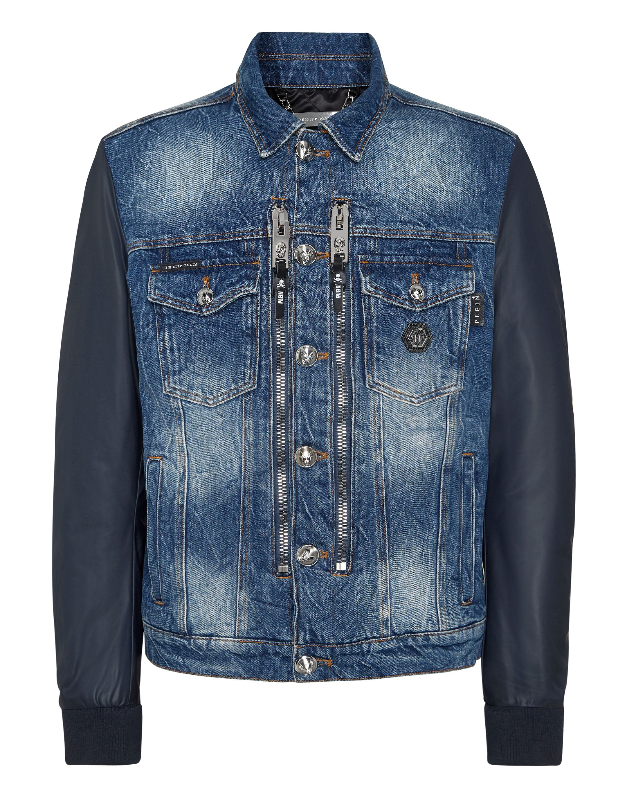 Джинсовая куртка стандартного кроя с нейлоновыми рукавами Hexagon PHILIPP PLEIN, цвет flash blue
Джинсовая куртка стандартного кроя с нейлоновыми рукавами Hexagon PHILIPP PLEIN, цвет flash blue
