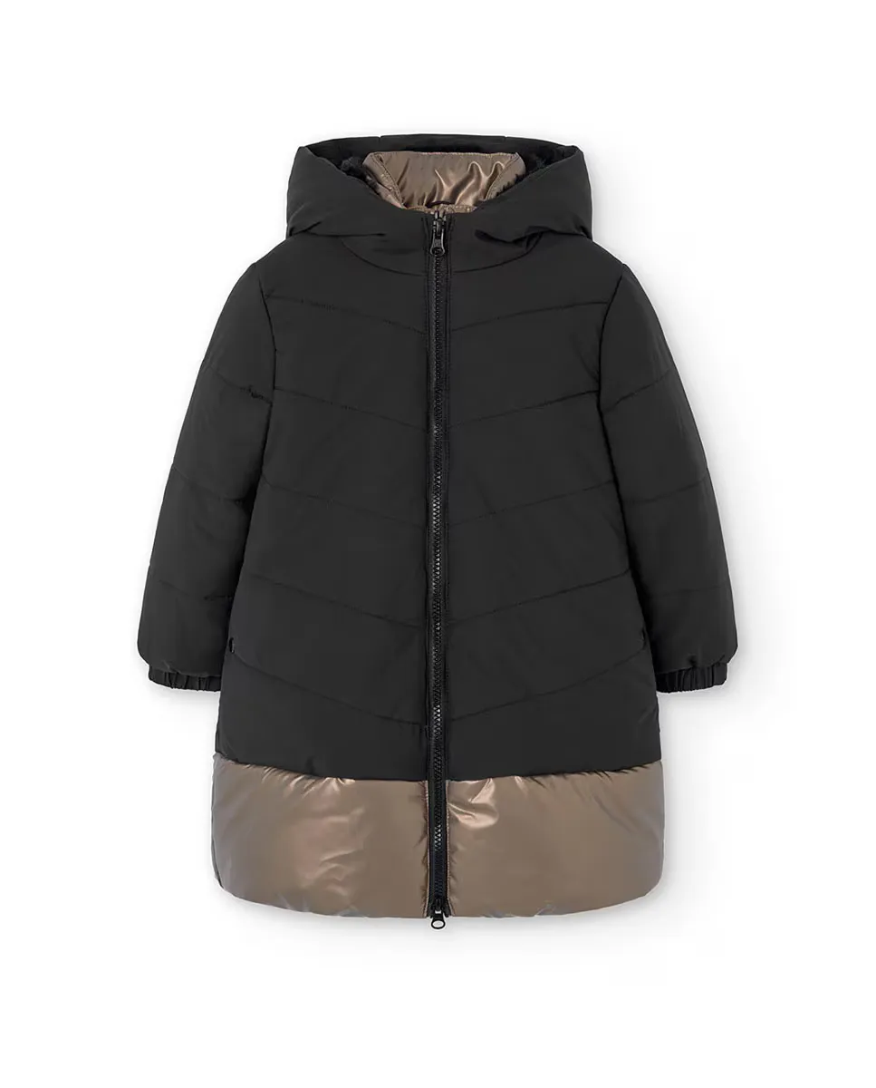 Длинный пуховик для девочки с капюшоном и застежкой-молнией Boboli, черный
Длинный пуховик для девочки с капюшоном и застежкой-молнией Boboli, черный